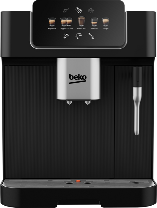 Beko CEG7404C coffee machine black touchscreen front view