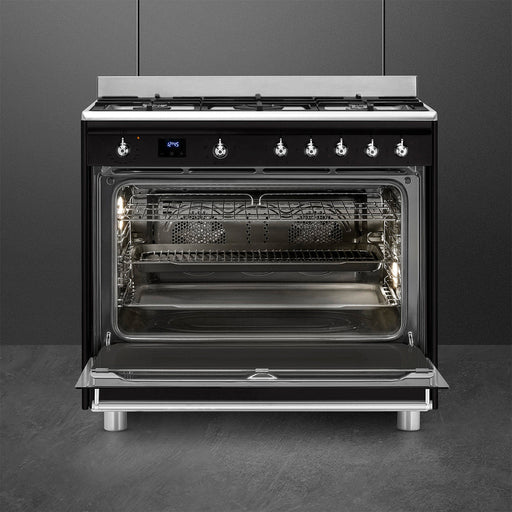 SMEG 90CM GAS/ELECTRIC CLASSIC COOKER BLACK SMEG