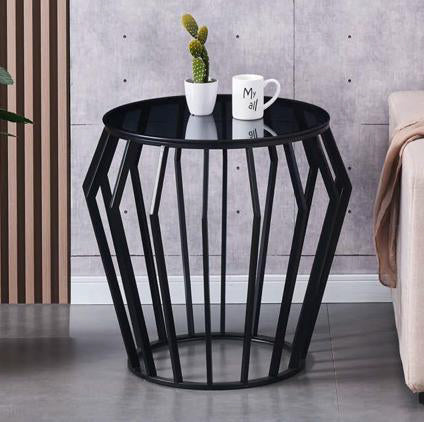 ST019B ROUND BLACK SIDE TABLE FOUR