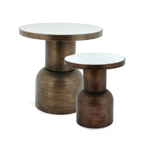 Set of two side tables with mirror top