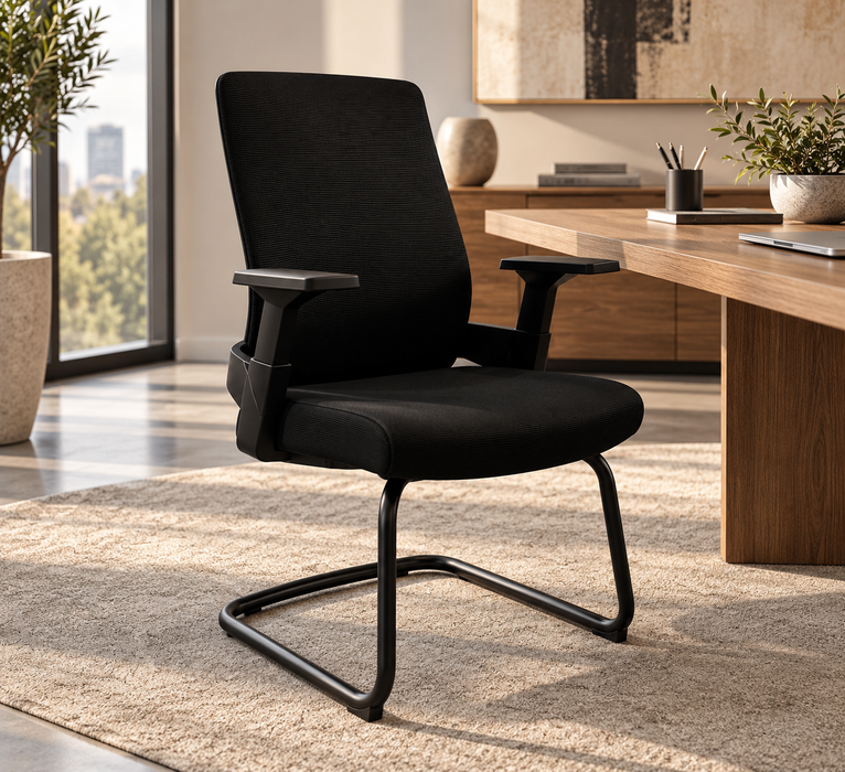 STLR2D MESH VISITOR CHAIR (BLACK - FABRIC) 100KG OFIN