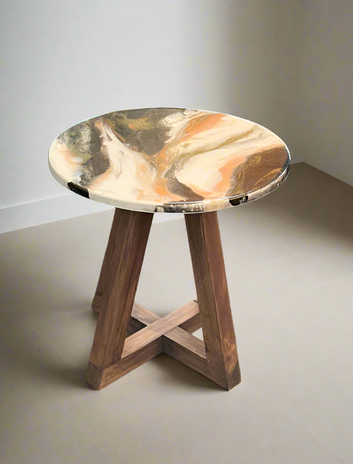 WHITE MARBLE RESIN SIDE TABLE STUD