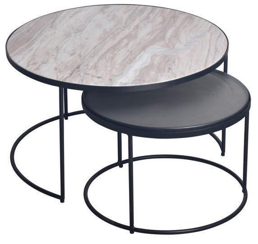 SOFIA MARBLE TOP/BLACK BASE COFFEE TABLE SET FOUR
