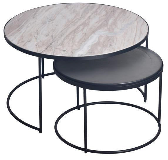 SOFIA MARBLE TOP/BLACK BASE COFFEE TABLE SET FOUR