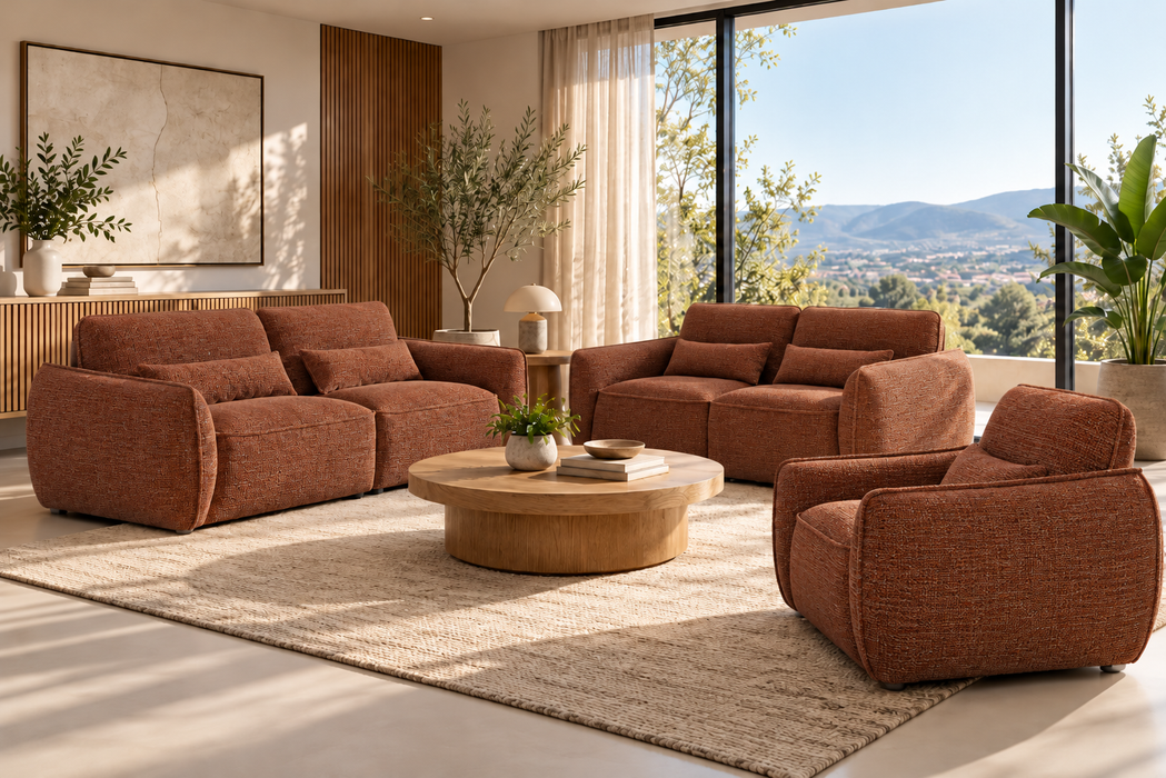 3.2.1 COLOMBO LOUNGE SUITE ALMOND INCL 5 PILLOWS VINA