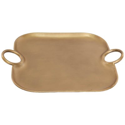 LOMBI MATT GOLD HANDLED TRAY 44X36CM TRAN