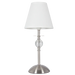 ACRYLIC & CHROME TABLE LAMP W/ WHITE LINNEN L/SHAD NOLDEN BROTHERS WOODEN