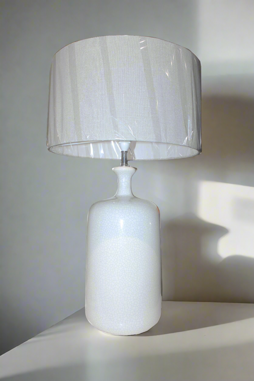 VIETNAMESE CERAMIC LAMP WITH SHADE NOLDEN BROTHERS WOODEN
