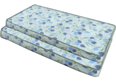 Two floral-patterned mattress toppers stacked on a white background