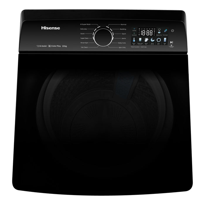 HISENSE 22KG TOP LOADER WASHING MACHINE PREMIUM BLACK HISE