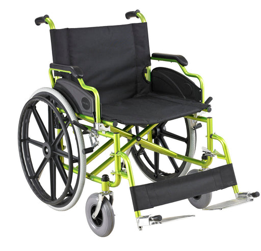 STL-SMWC (N) STEEL MANUAL WHEELCHAIR (BLACK/ GREEN) MAX WEIG STEL
