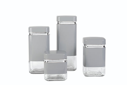 CANISTER SET 4PCS SQUARE GREY MABRUK IMPORT & EXPORT