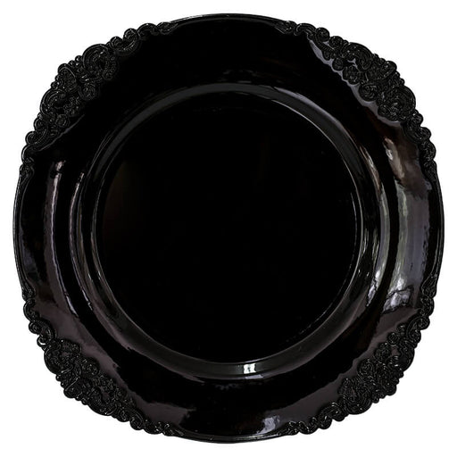 TOSCA SHINY BLACK UNDERPLATE 33CM - 1 UNIT TRANS NATAL CUT GLASS