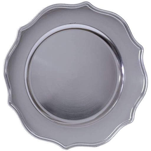 SCALLOPED SILVER UNDERPLATE 33CM TRANS NATAL CUT GLASS