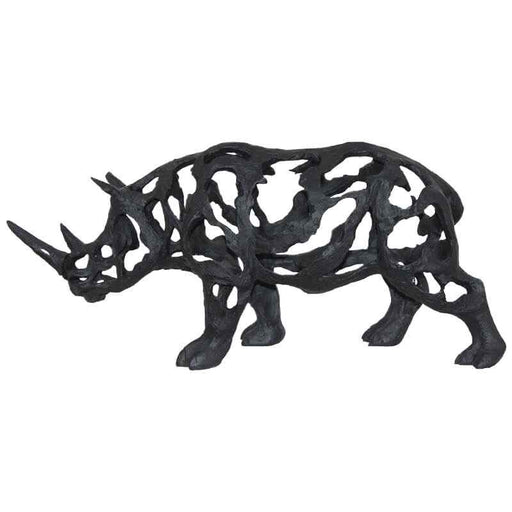 BLACK RHINO SCULPTURED 50X22X14CM