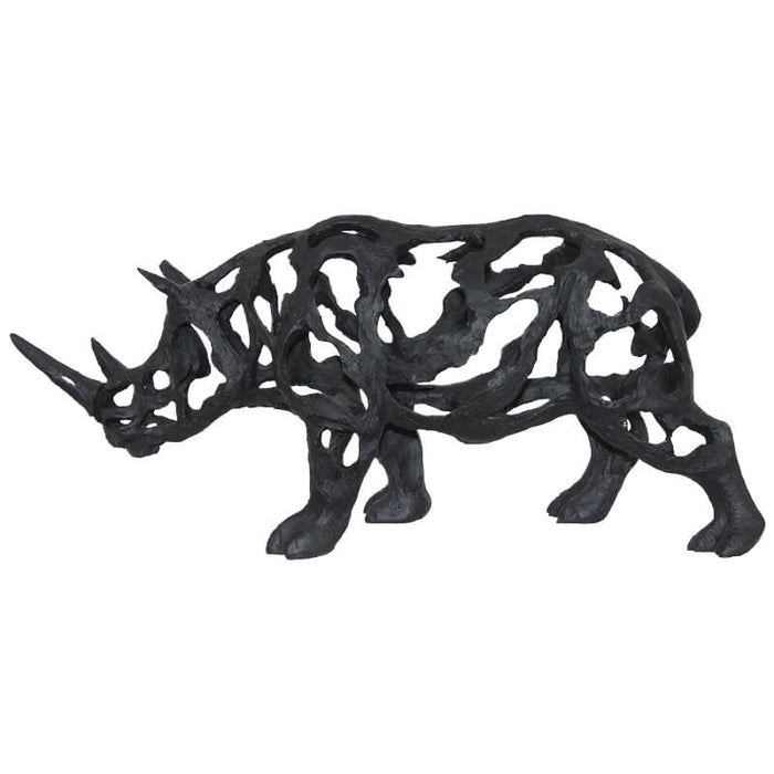 BLACK RHINO SCULPTURED 50X22X14CM TRAN