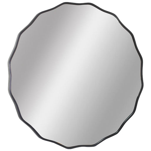 ROUND SCALLOPED BLACK MIRROR 71CM TRAN