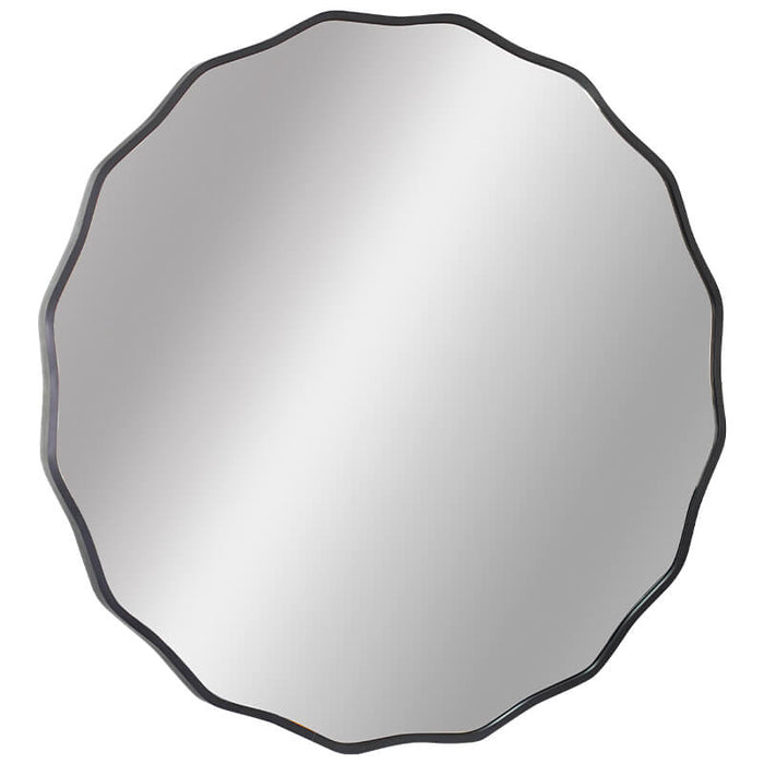 ROUND SCALLOPED BLACK MIRROR 71CM TRAN