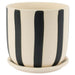 BLACK/BEIGE STRIPE POT/TRAY 15CM TRAN