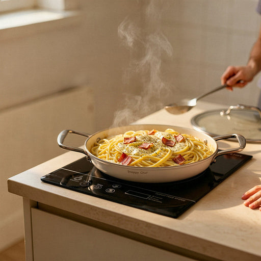 SNAPPY CHEF 30CM WHITE ROUND GRIDDLE SUPERLIGHT CAST IRON SNAP