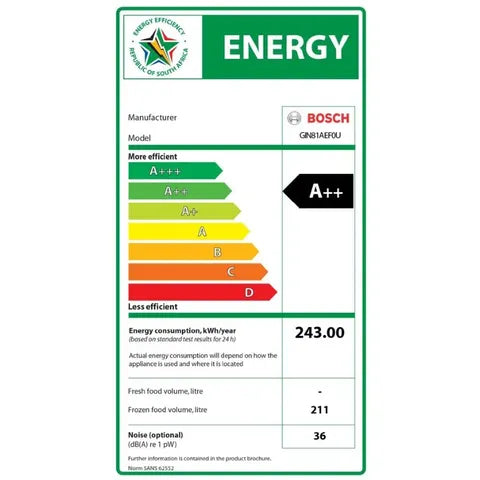 BOSCH SERIES 6 BUILT-IN FREEZER 177.2X55.8CM BOSC