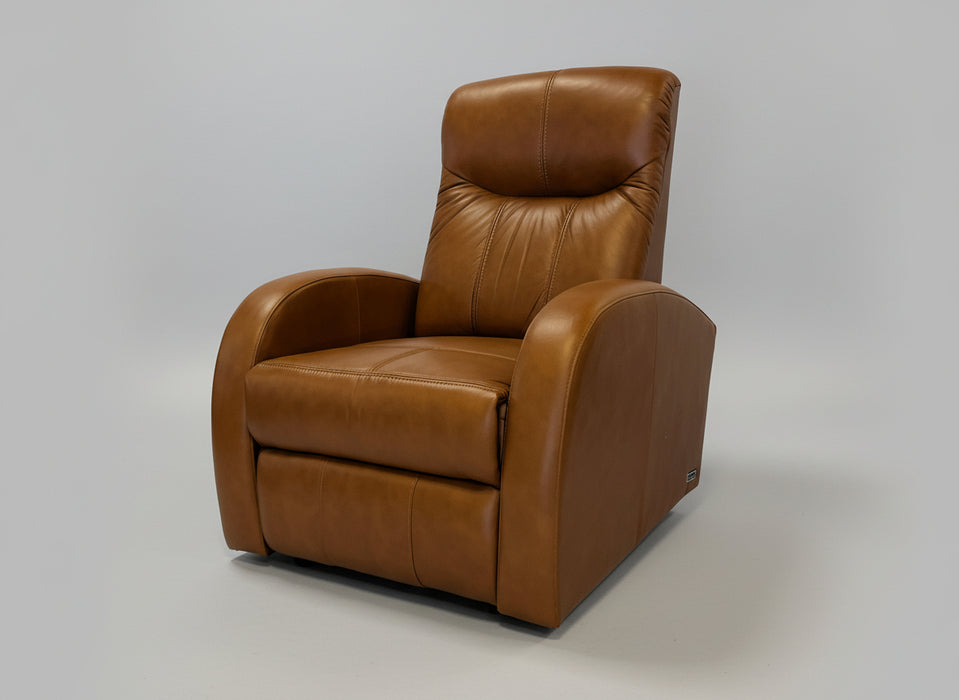 Brown leather recliner chair on a white background