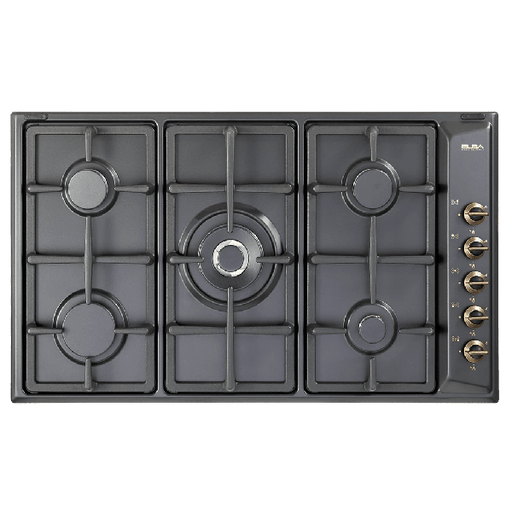 ELBA ELIO 90CM 5 BURNER GAS HOB BLACK D.K. GAS APPLIANCES (P