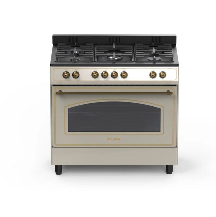 ELBA RUSTIC 90CM 5BRNR GAS/ELEC STOVE CREAM ELBA
