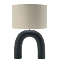BLACK FREYA LAMP WITH BEIGE SHADE NOLDEN BROTHERS WOODEN