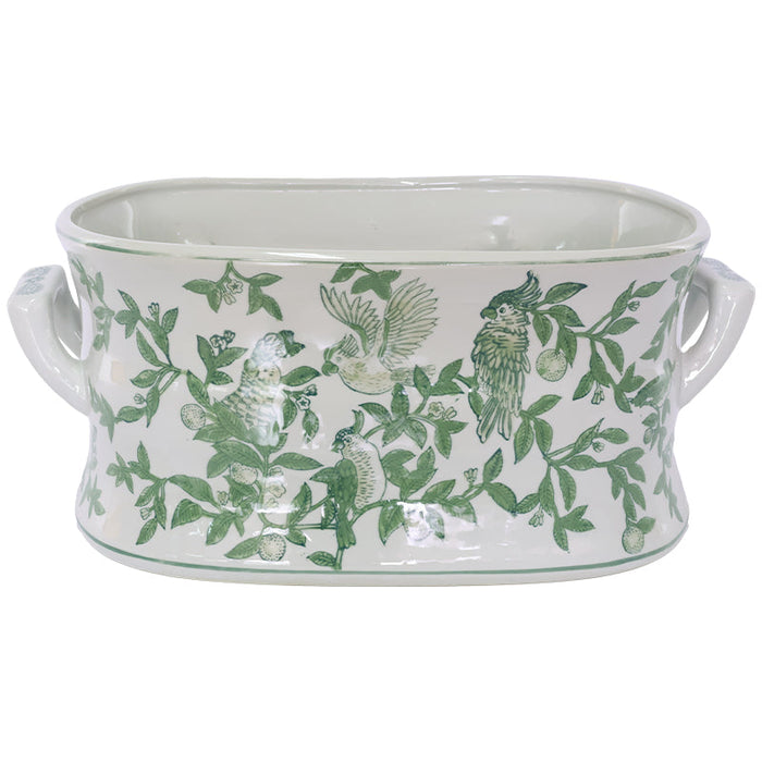 GREEN PARROT PLANTER 49X31X21CM TRAN