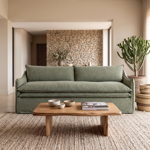 MISHA 3 DIV COUCH - SOFT WEAVE FERN FABRIC ZORO
