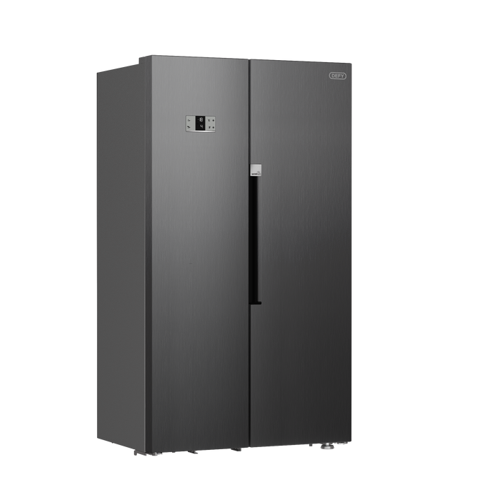 Defy side by side fridge 618L inox front view