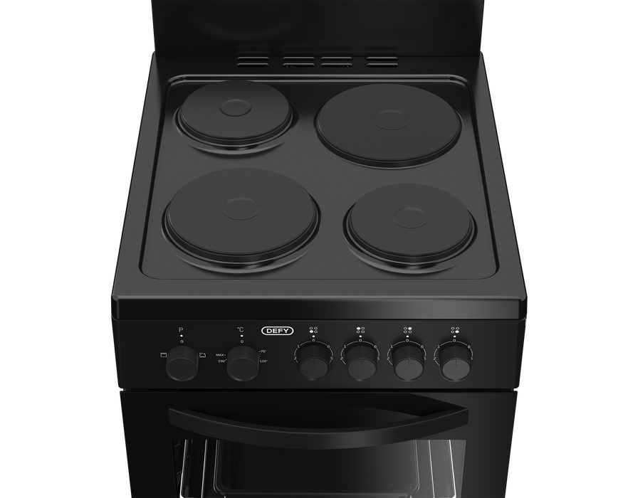 Defy compact cooker with four hotplates and control knobs