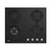 Defy 60cm gas on glass hob black top view