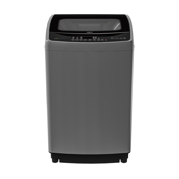 Gray washing machine on a white background