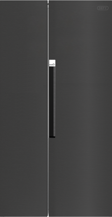 Defy side by side fridge freezer dark inox front view