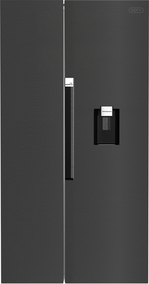Defy 555L side by side fridge freezer dark inox