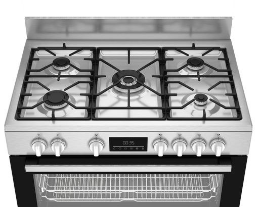 Beko 90cm stove with wok burner and cast iron supports