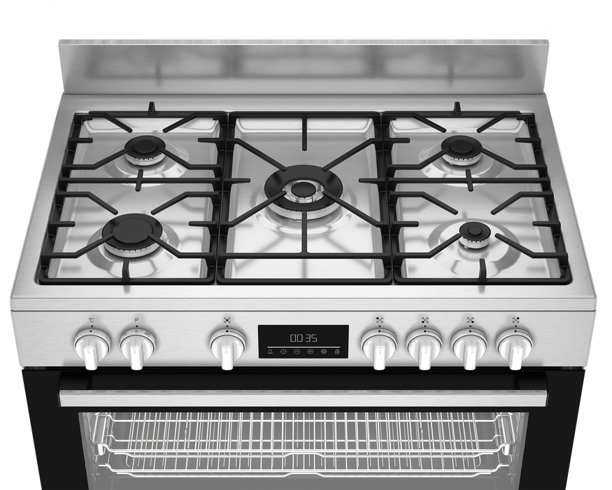 Beko 90cm stove with wok burner and cast iron supports