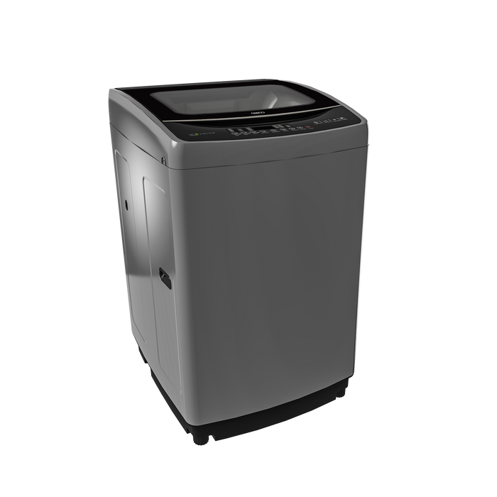 Gray washing machine on a white background