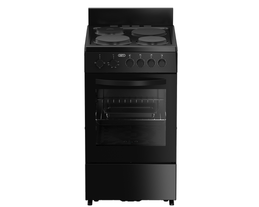 Defy 50cm electric stove black 4 plate front view