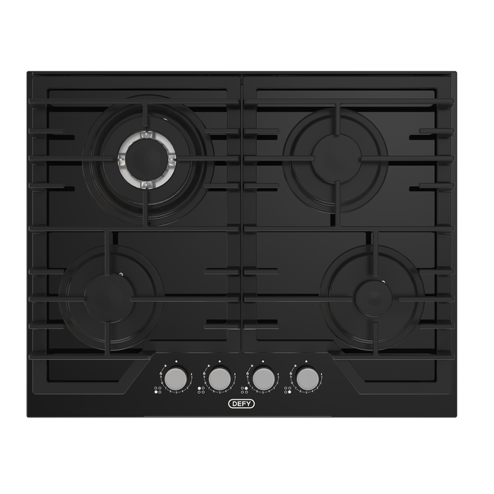 Defy 65cm gas on glass hob black DHG614