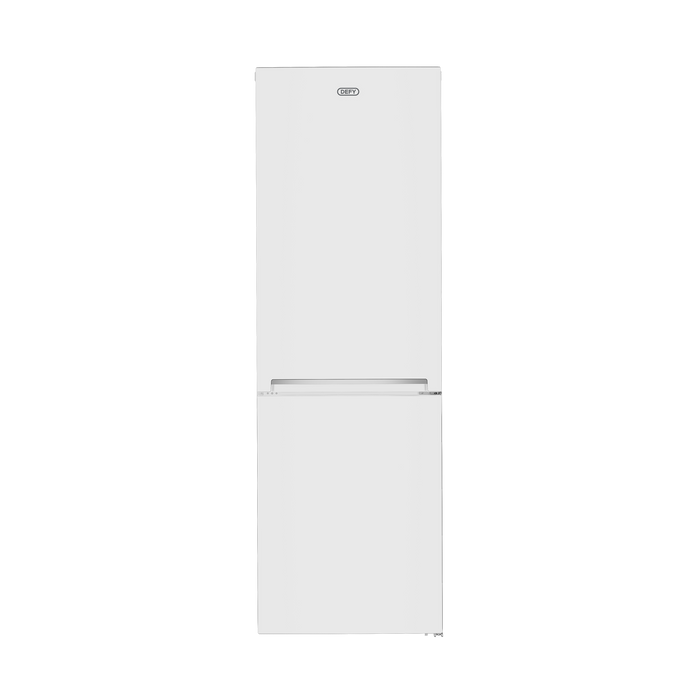 Defy 350L bottom freezer fridge white front view