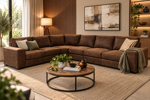 4PCE MILTON CORNER LOUNGE SUITE FULL LEATHER CAT 1 - ANDES S EART