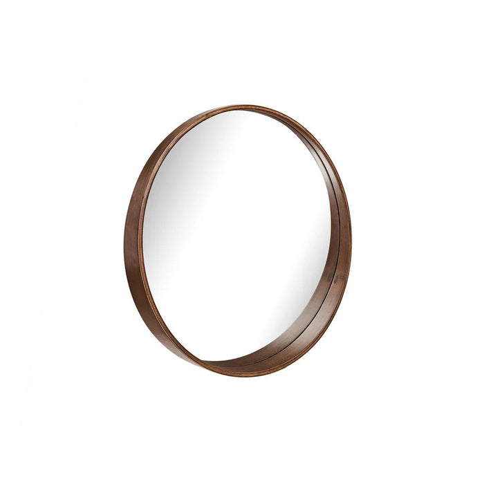 MIRROR ROUND WALNUT RUBBER WOOD PARA