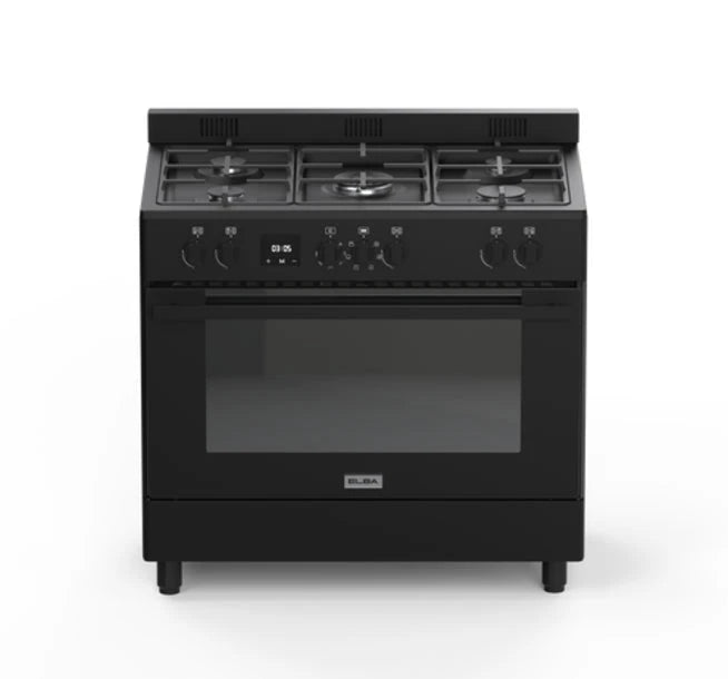ELBA RUSTIC 90CM 5BRNR GAS/ELEC STOVE MATT BLACK ELBA