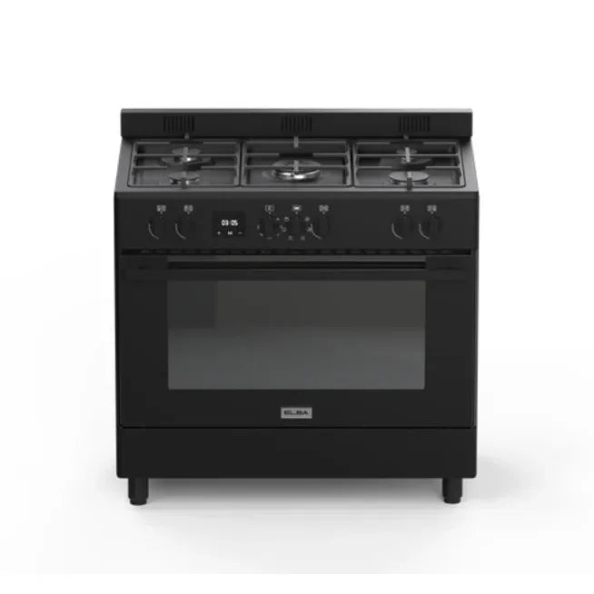 ELBA RUSTIC 90CM 5BRNR GAS/ELEC STOVE MATT BLACK ELBA
