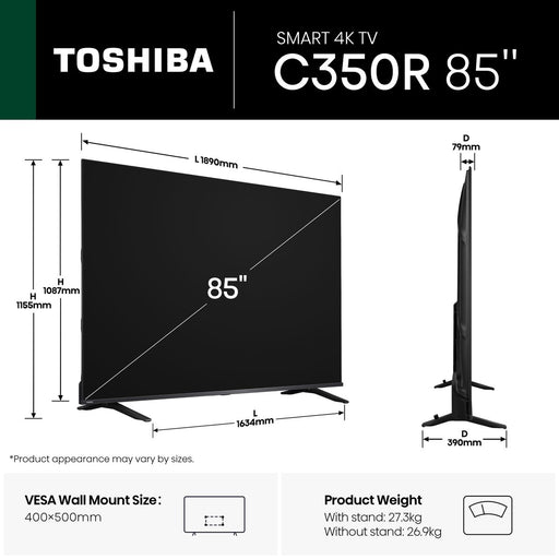 TOSHIBA 85" C350RP 4K UHD SMART TV TOSH