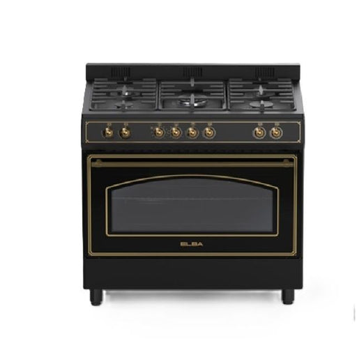 ELBA RUSTIC 90CM 5BRNR GAS/ELEC STOVE BLACK ELBA