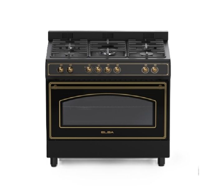 ELBA RUSTIC 90CM 5BRNR GAS/ELEC STOVE BLACK ELBA